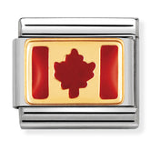 Nomination Composable Classic Link 030235/05 Canada Flag in 18K Gold & Enamel